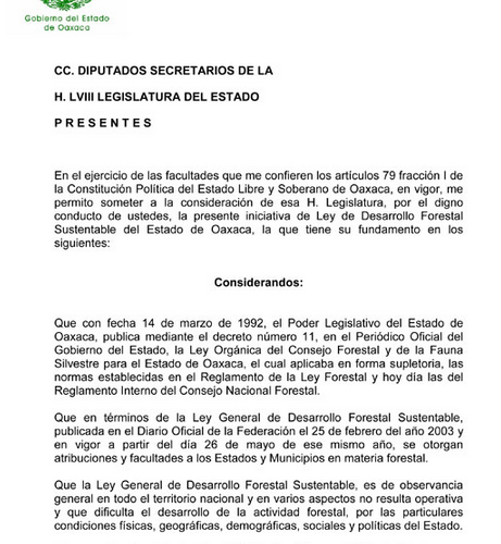 Iniciativa de Ley Estatal Forestal: Oaxaca