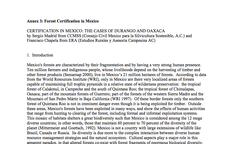 Certification in Mexico: The cases of Durango and Oaxaca.