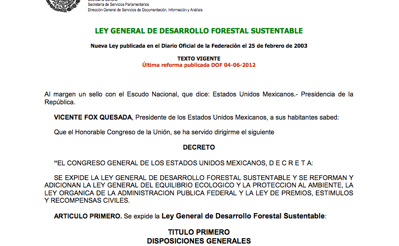 Ley General de Desarrollo Forestal Sustentable
