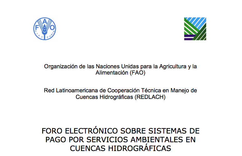 Foro electrónico sobre sistemas de pago por servicios ambientales en cuencas hidrográficas