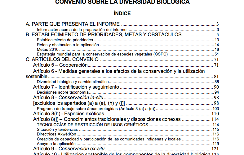 Tercer Informe sobre la Implementación del Convenio de Diversidad Biológica