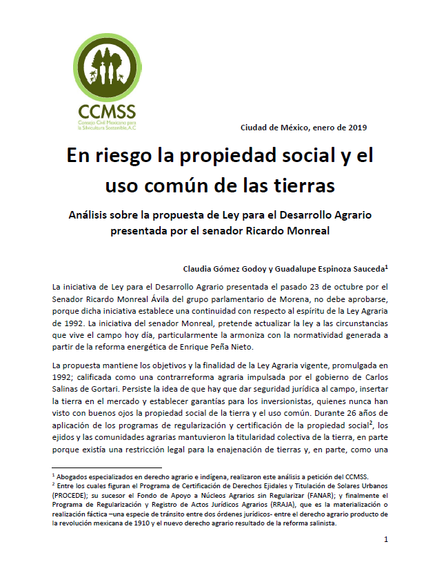Análisis sobre la propuesta de Ley para el Desarrollo Agrario presentada por el senador Ricardo Monreal