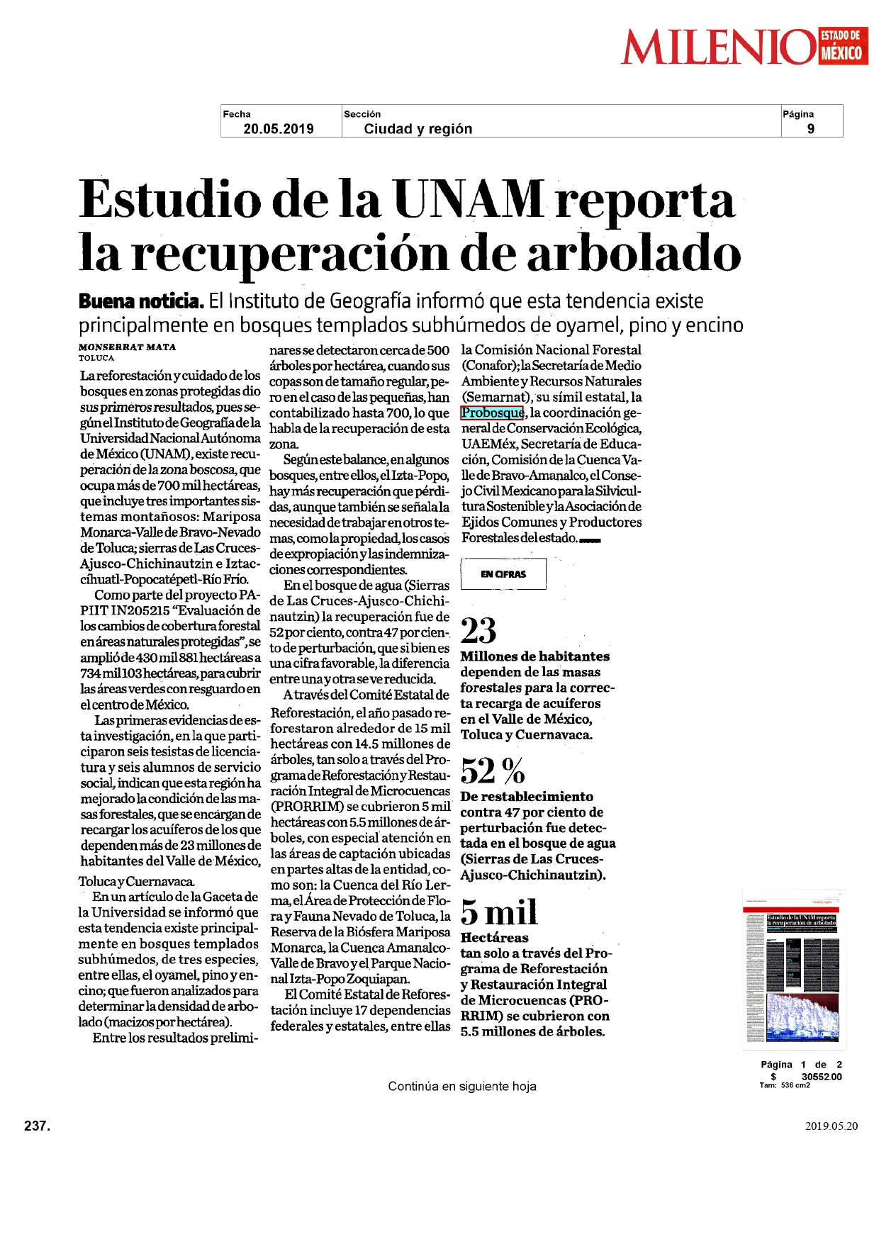 Estudio de la UNAM reporta la recuperación de arbolado