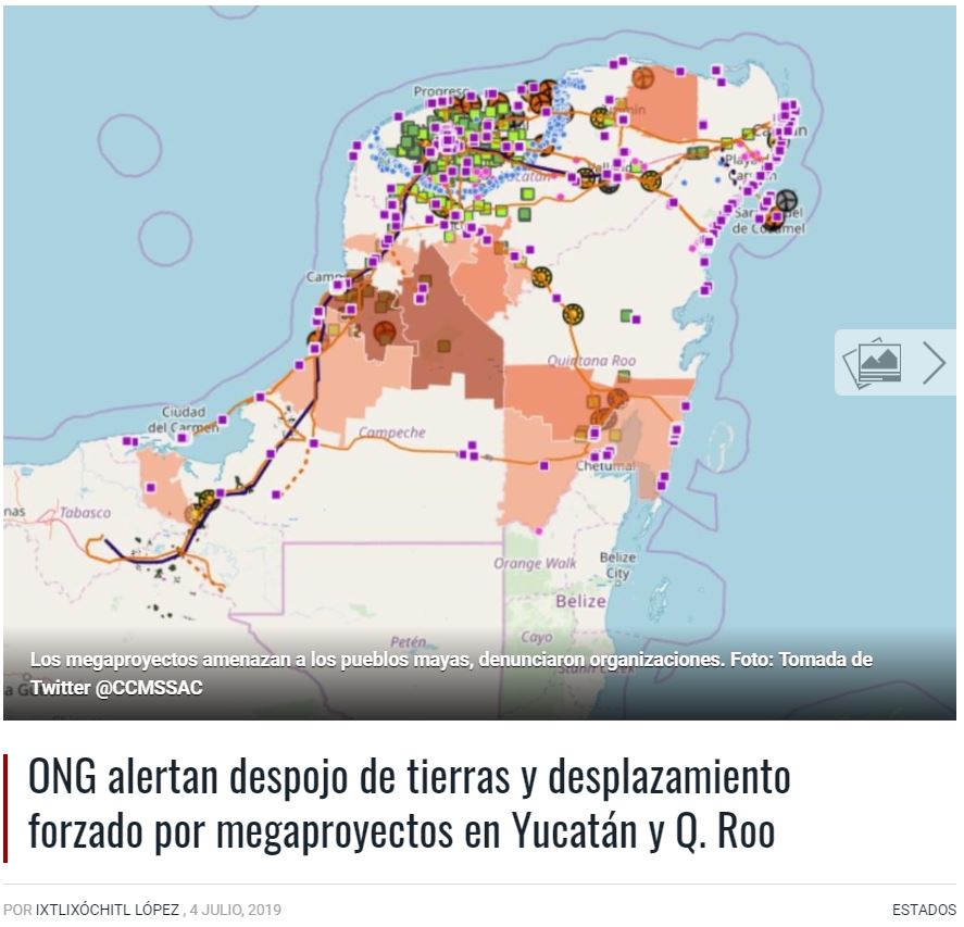 ONG alertan despojo de tierras y desplazamiento forzado por megaproyectos en Yucatán y Q. Roo