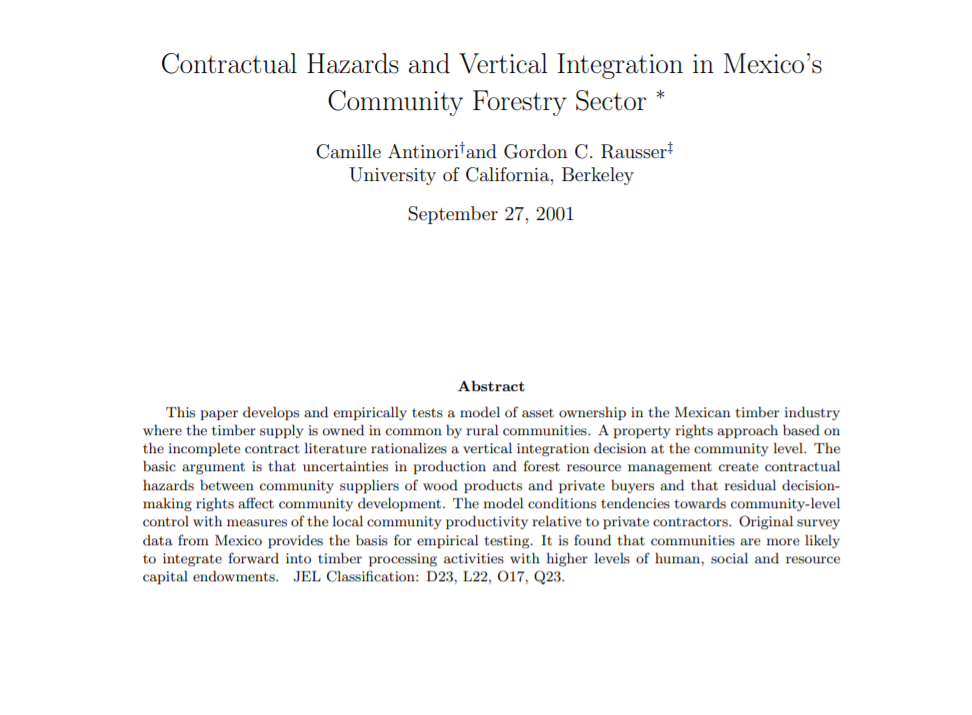 Contractual Hazards and Vertical Integration in Mexico