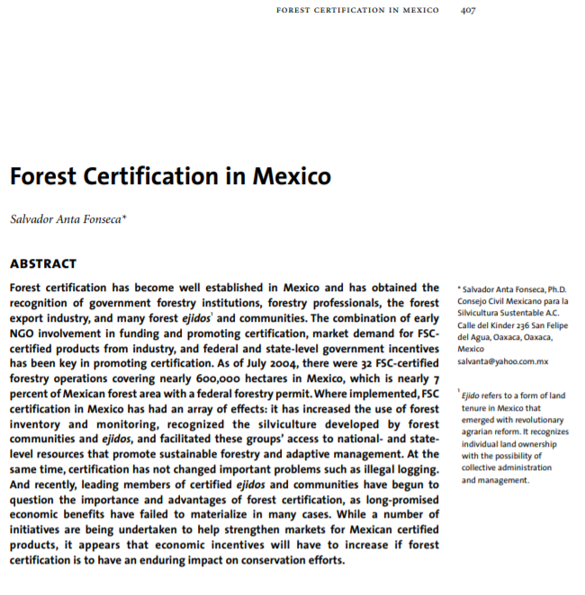 Forest Certification in Mexico