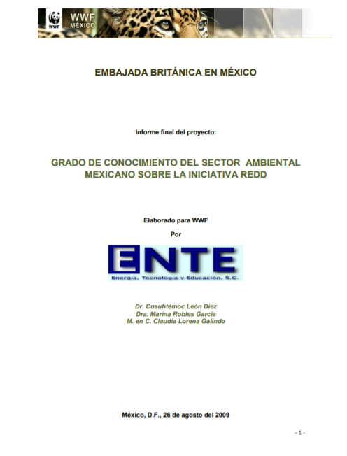 Grado de conocimiento del sector ambiental mexicano sobre la iniciativa REDD