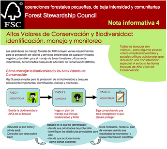Altos valores de conservación y biodiversidad; identificación, manejo y monitoreo
