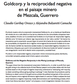 Goldcorp y la reciprocidad negativa en el paisaje minero de Mezcala, Guerrero