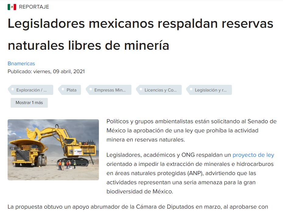 Legisladores mexicanos respaldan reservas naturales libres de minería