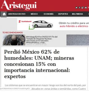 Perdió México 62% de humedales: UNAM; mineras concesionan 15% con importancia internacional: expertos
