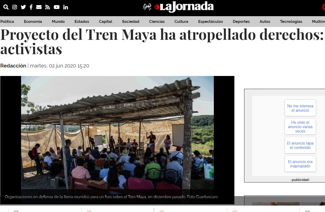 Proyecto del Tren Maya ha atropellado derechos: activistas