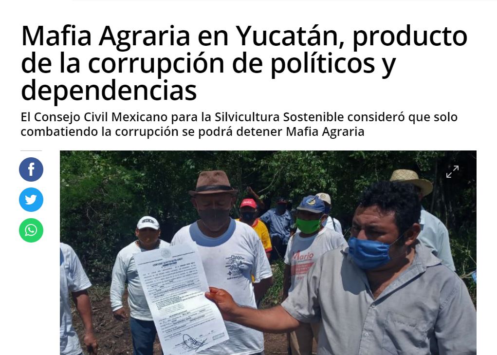 Mafia agraria en Yucatán, producto de la corrupción de políticos y dependencias