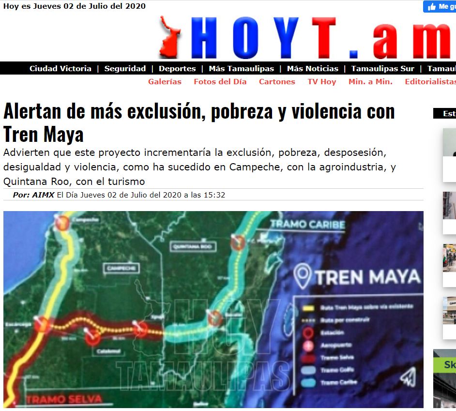 Alertan de más exclusión, pobreza y violencia con Tren Maya