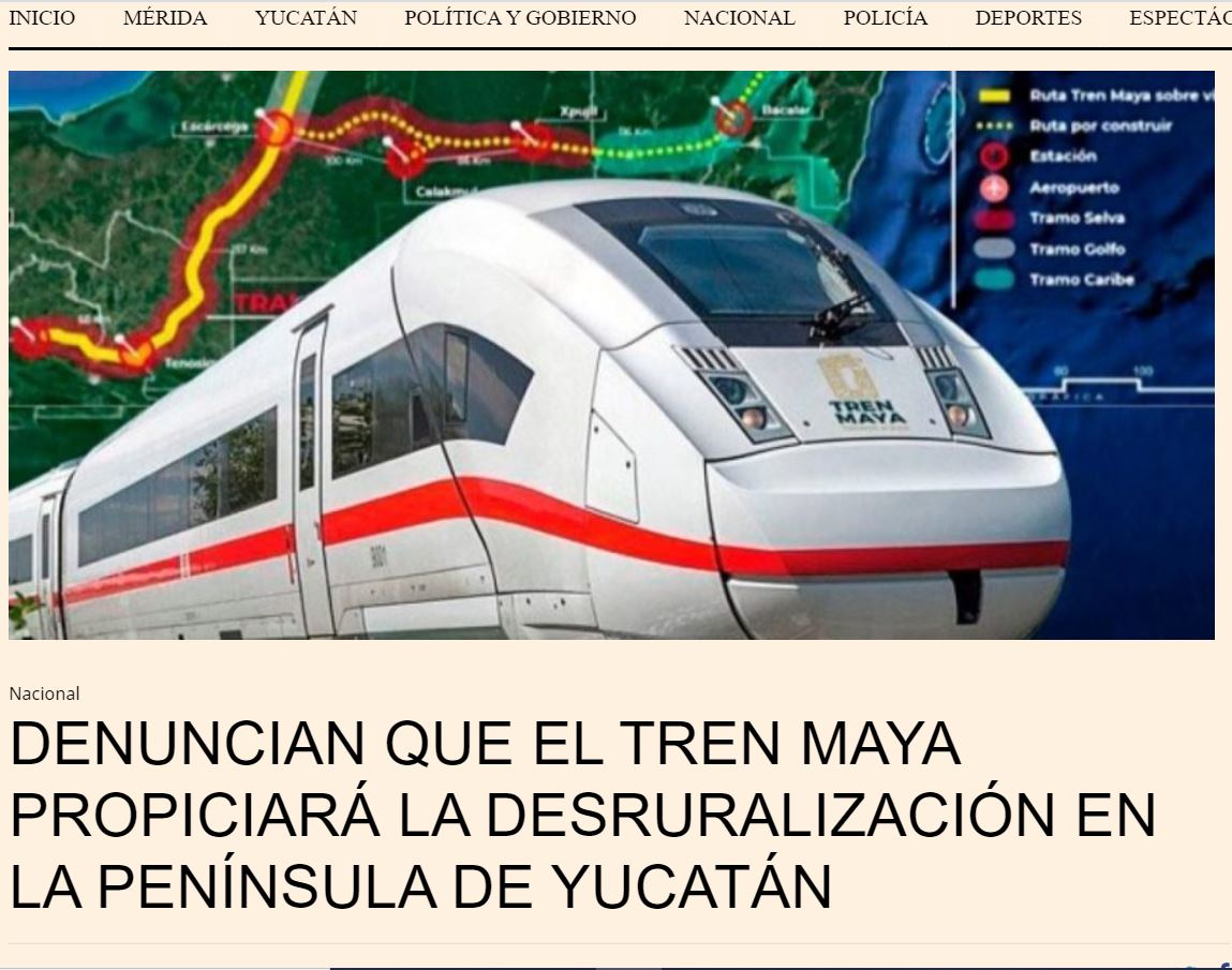 Denuncian que el Tren Maya propiciara la desruralización en la Península de Yucatán