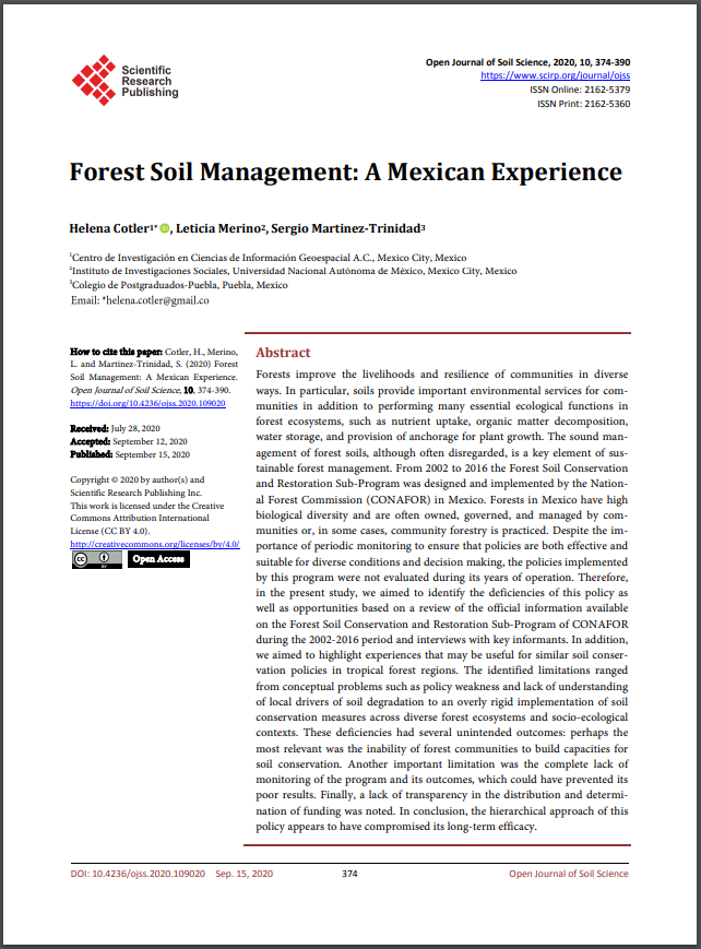Forest Soil Management: A Mexican Experience (Conservación de suelos forestales)