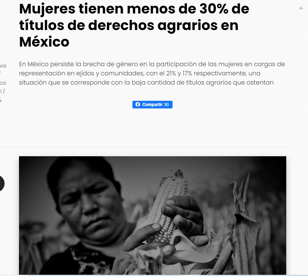Mujeres tienen menos de 30% de títulos de derechos agrarios en México