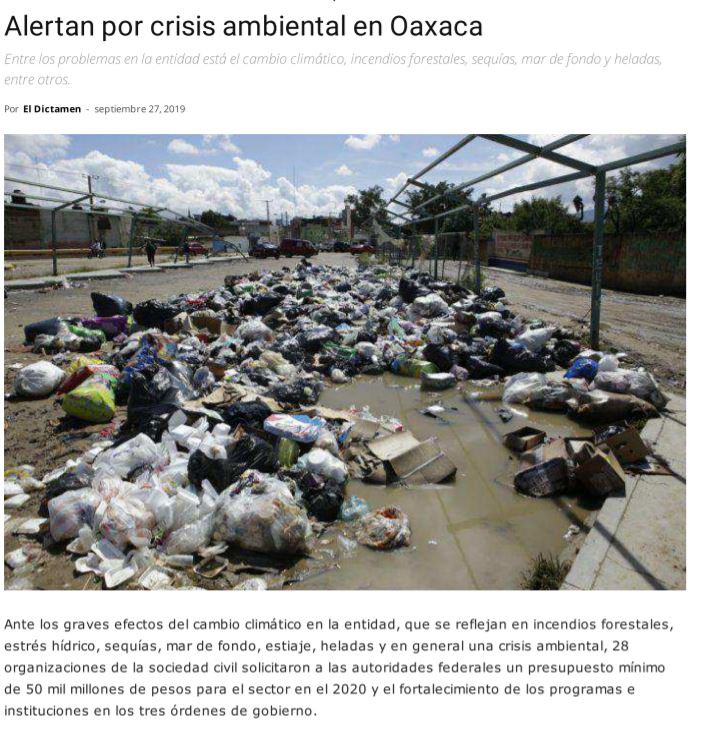 Alertan por crisis ambiental en Oaxaca