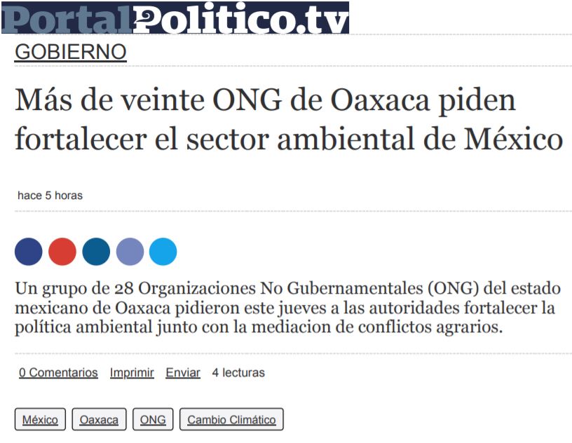 Más de veinte ONG de Oaxaca piden fortalecer el sector ambiental