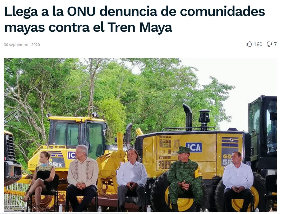 Llega a la ONU denuncia de comunidades mayas contra el Tren Maya