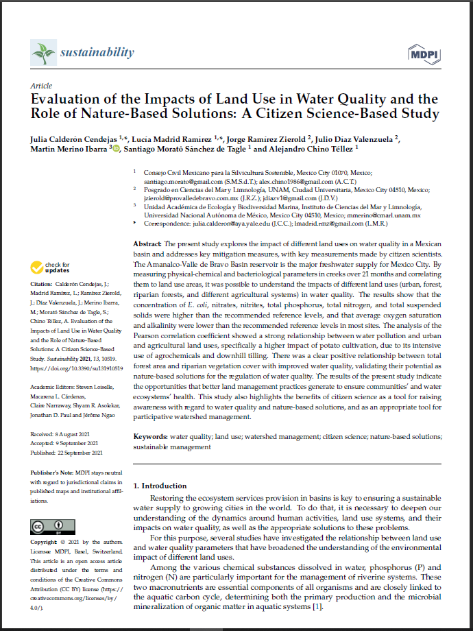 Evaluation of the Impacts of Land Use in Water Quality and the Role of Nature-Based Solutions: A Citizen Science-Based Study