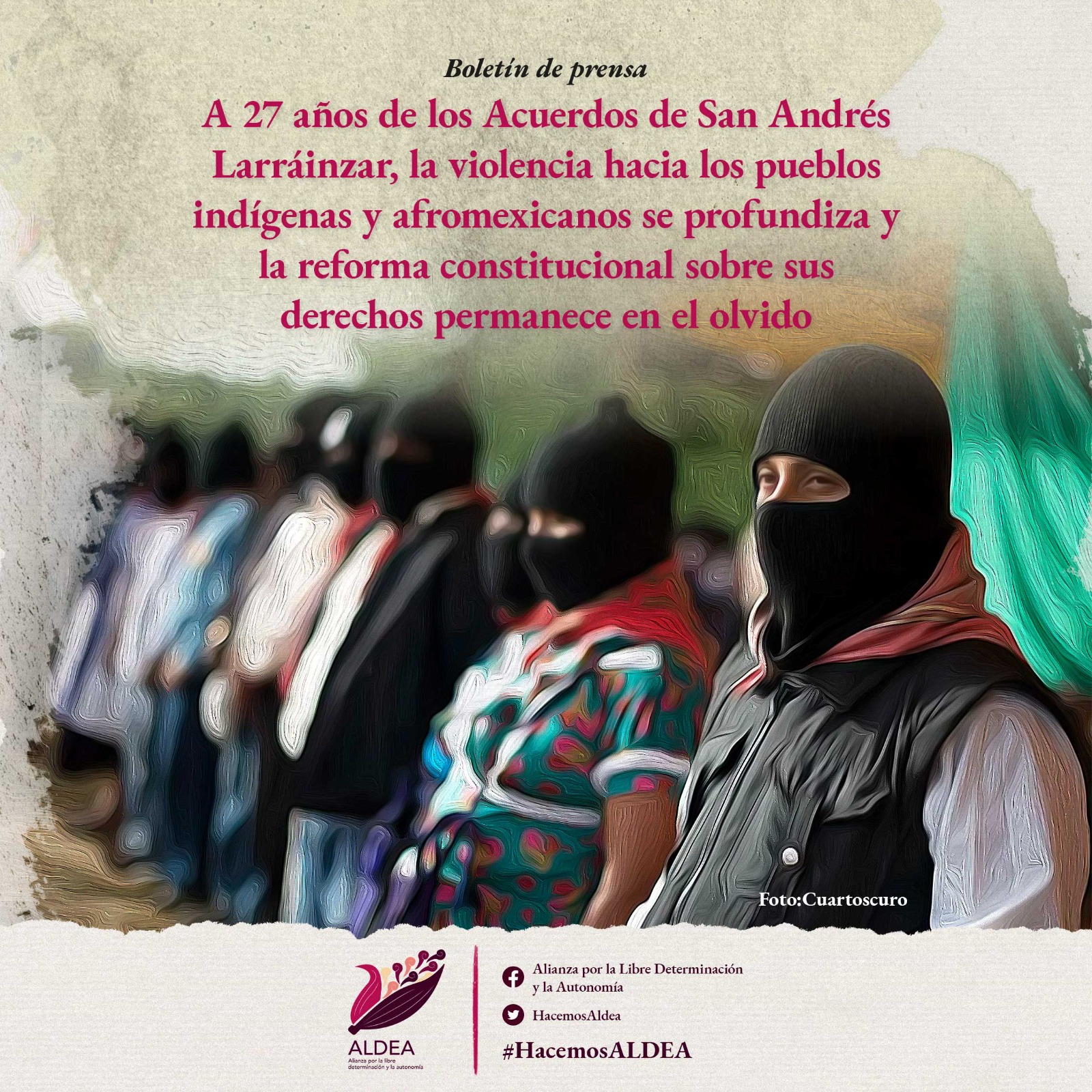A 27 años de los acuerdos de San Andrés Larráinzar, la violencia hacia los pueblos indígenas y afromexicanos se profundiza y la reforma constitucional sobre sus derechos permanece en el olvido