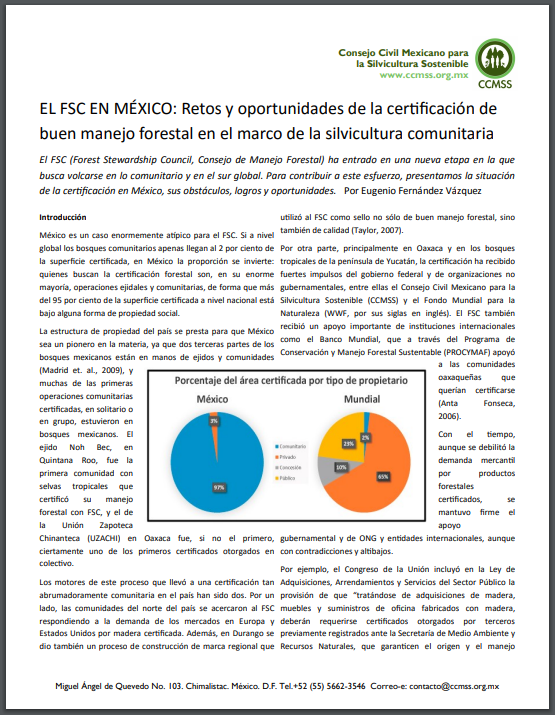 El FSC en México: Retos y oportunidades de la certificación de buen manejo forestal en el marco de la silvicultura comunitaria