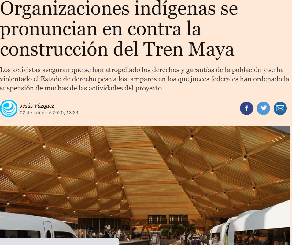 Organizaciones indígenas se pronuncian en contra la construcción del Tren Maya